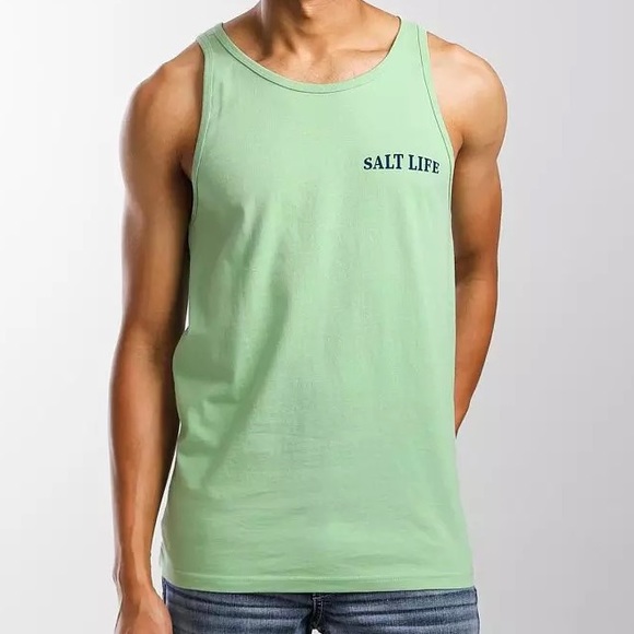 Salt Life Get Hooked Green Tank Top - Beach Vacation Fishing - Picture 3 of 16